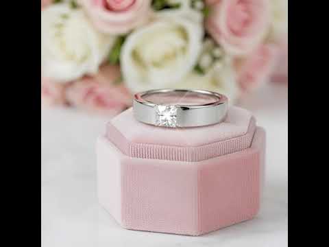 Princess Cut Clear Diamond Option Wedding Band