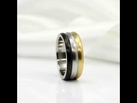 Tri Tone Stainless Steel Men's Ring Band