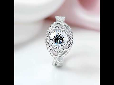1.5 Ct Round Cut Diamond Option Halo Engagement Ring Set