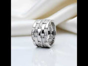Multi-Row Pave Diamond Option Interlocking Wedding Band
