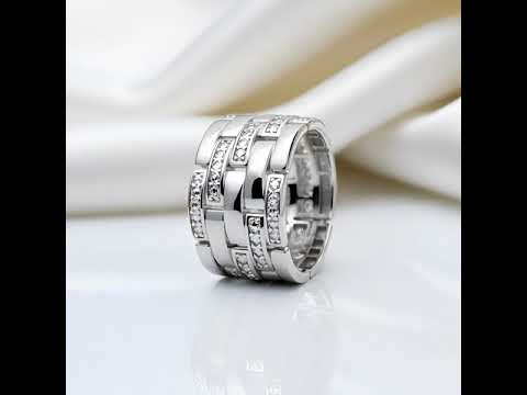 Multi-Row Pave Diamond Option Interlocking Wedding Band