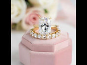 5.0CT Radiant Cut Yellow Gold Ring Set
