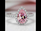 2.0 Ct Pear Cut Diamond Halo Engagement Ring
