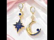 Celestial Moon & Star Diamond Alternative Drop Earrings