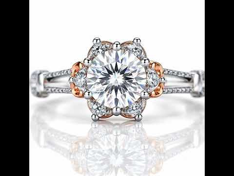 1.0 Ct Round Diamond Option Flower Engagement Ring