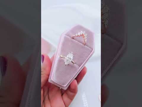 Ride or Die Wedding Rings- 2.5 Ct Marquise Cut Diamond Gothic Bridal Set in 14k White Gold