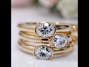 14K Yellow Gold VVS1 Oval Cut Diamond Option Engagement Ring