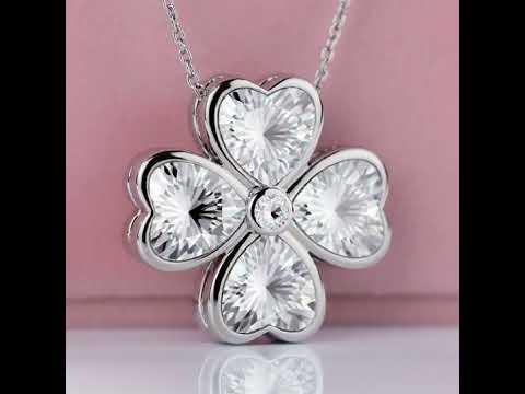 Four Leaf Clover Pendant Necklace with Diamond Option