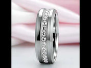 Men's Tungsten Wedding Band with Eternity Diamond Inlay