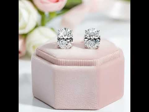 4.0 Ctw Oval Cut Diamond Option Post Stud Earrings