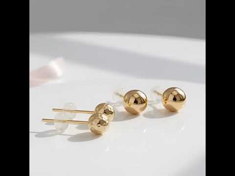 18k Yellow Gold Ball Design Stud Earrings