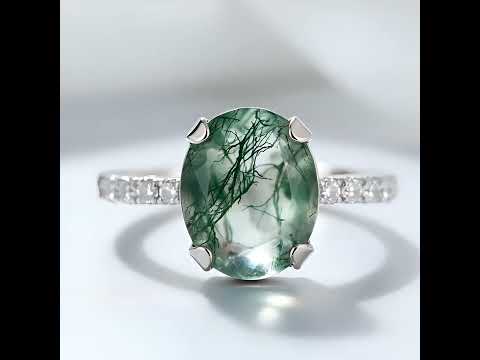 Moss Agate Engagement Ring