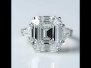Asscher Cut and Trillion Cut Three Stone Engagement Ring