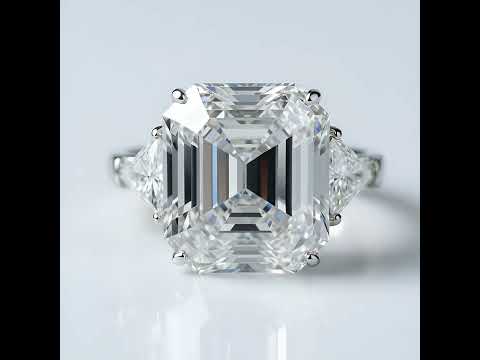 Asscher Cut and Trillion Cut Three Stone Engagement Ring