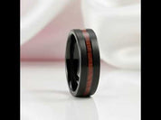 Black Tungsten Carbide Wedding Band with Nature Wood Inlay