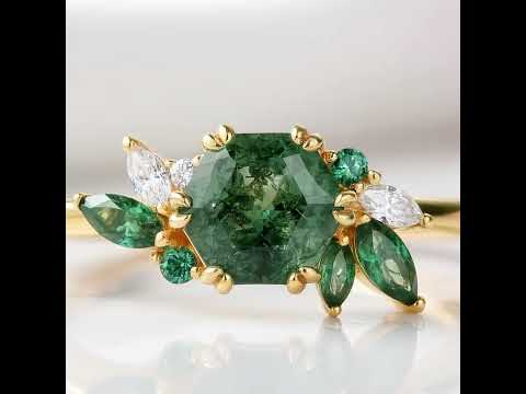 Natural Moss Agate Engagement Ring