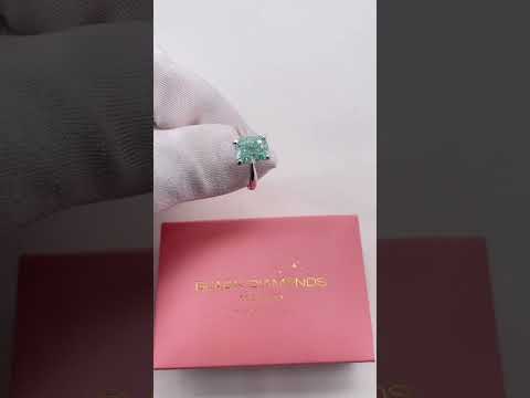 Rare Blue Green Cushion Cut Diamond Option Ring