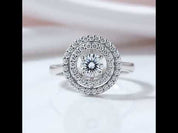 Round Diamond Option Dancing Stone Double Halo Ring