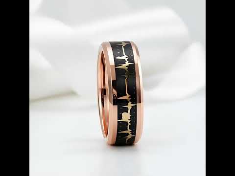 Heart Beat Inlay Men's Tungsten Carbide Wedding Band
