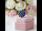 Dark Blue Sapphire Flower Ring