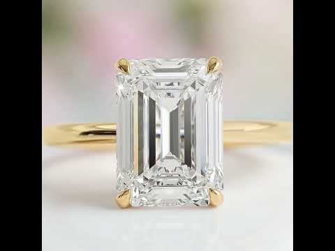 Yellow Gold Emerald Cut 3.5 Carat Solitaire Engagement Ring