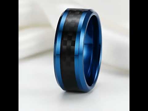 Blue & Black Classical Tungsten Wedding Band