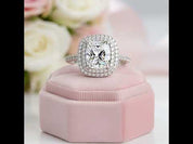 White Gold Double Halo Cushion Cut 2ct Engagement Ring