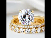 Yellow Gold Round Cut 3PC Wedding Ring Set