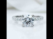 14k White Gold 1.5ct 7.5mm Diamond Side Stone Engagement Ring