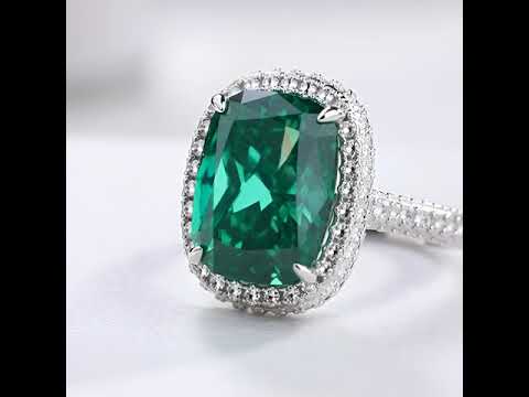 Gorgeous Halo Cushion Cut Paraiba Green Tourmaline Engagement Ring