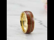 Unisex Tungsten Wedding Band with Oak Wood Whisky Barrel Inlay