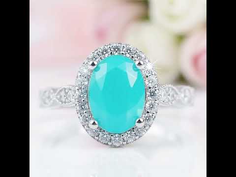 Oval Cut Paraiba Tourmaline Engagement Ring