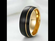 Tungsten Wedding Band with Asymmetric Gold Thread