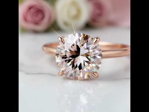 Round Cut Morganite Pink Engagement Ring