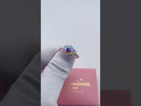 2ct Round Cut Rainbow Diamond Option Engagement Ring