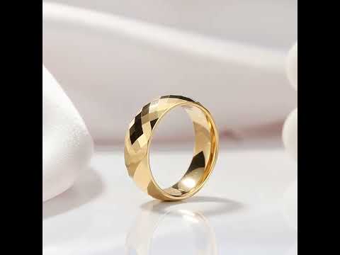 Yellow Gold Rhombus Tungsten Men's Wedding Band