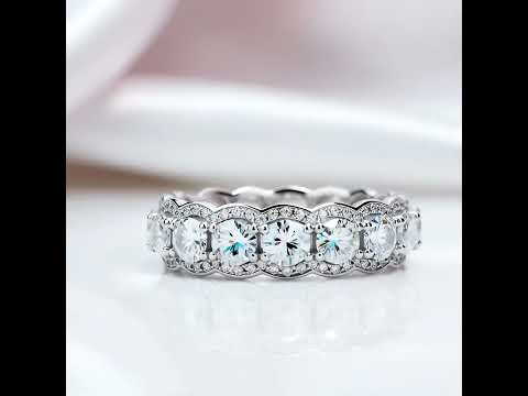 Round Cut Diamond Eternity Halo Ring Band