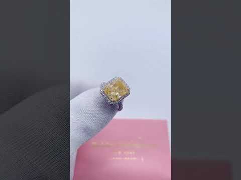 4.0 ct Light Yellow Radiant Cut Diamond Engagement Ring in 14k White Gold
