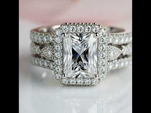Radiant Cut Diamond Wedding Ring Set
