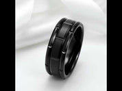 8mm Tungsten Brick Pattern Brushed Ring