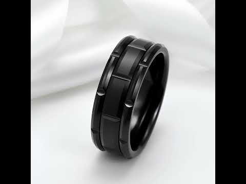 8mm Tungsten Brick Pattern Brushed Ring
