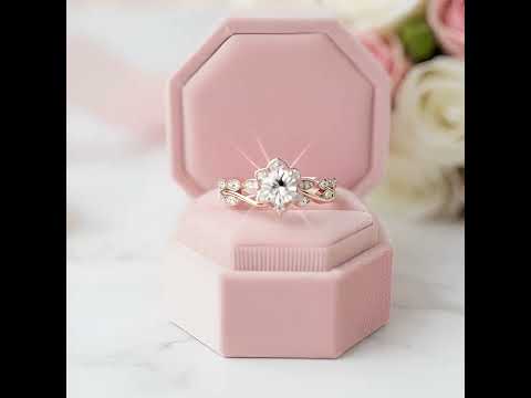 Flower 14k Rose Gold 0.5 Ct Round Cut Diamond Option Engagement Ring