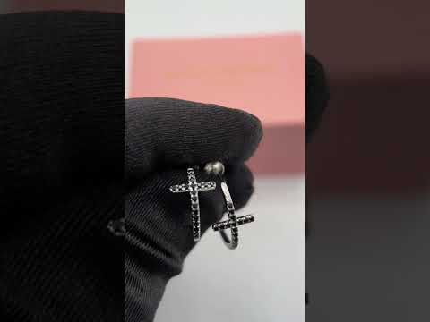 Classic Cross Black Diamond Option Stud Earrings