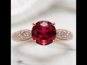 1.0 Ct Round Cut Red Diamond Option Engagement Ring
