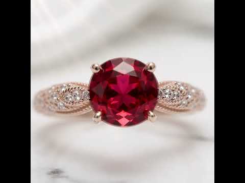 1.0 Ct Round Cut Red Diamond Option Engagement Ring