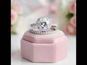 Classic Halo Round Cut White Gold Wedding Ring Set