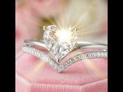 2.0 Ct Heart Cut Diamond Option Double Wave Band Engagement Ring