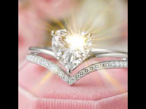 2.0 Ct Heart Cut Diamond Option Double Wave Band Engagement Ring