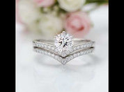 Diamond Option Wishbone Wedding Curved Half Eternity Ring Set