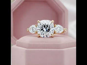 Yellow Gold 1.5ct Cushion Cut Three Stone Engagement